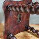 Antique stool in turned and carved solid wood