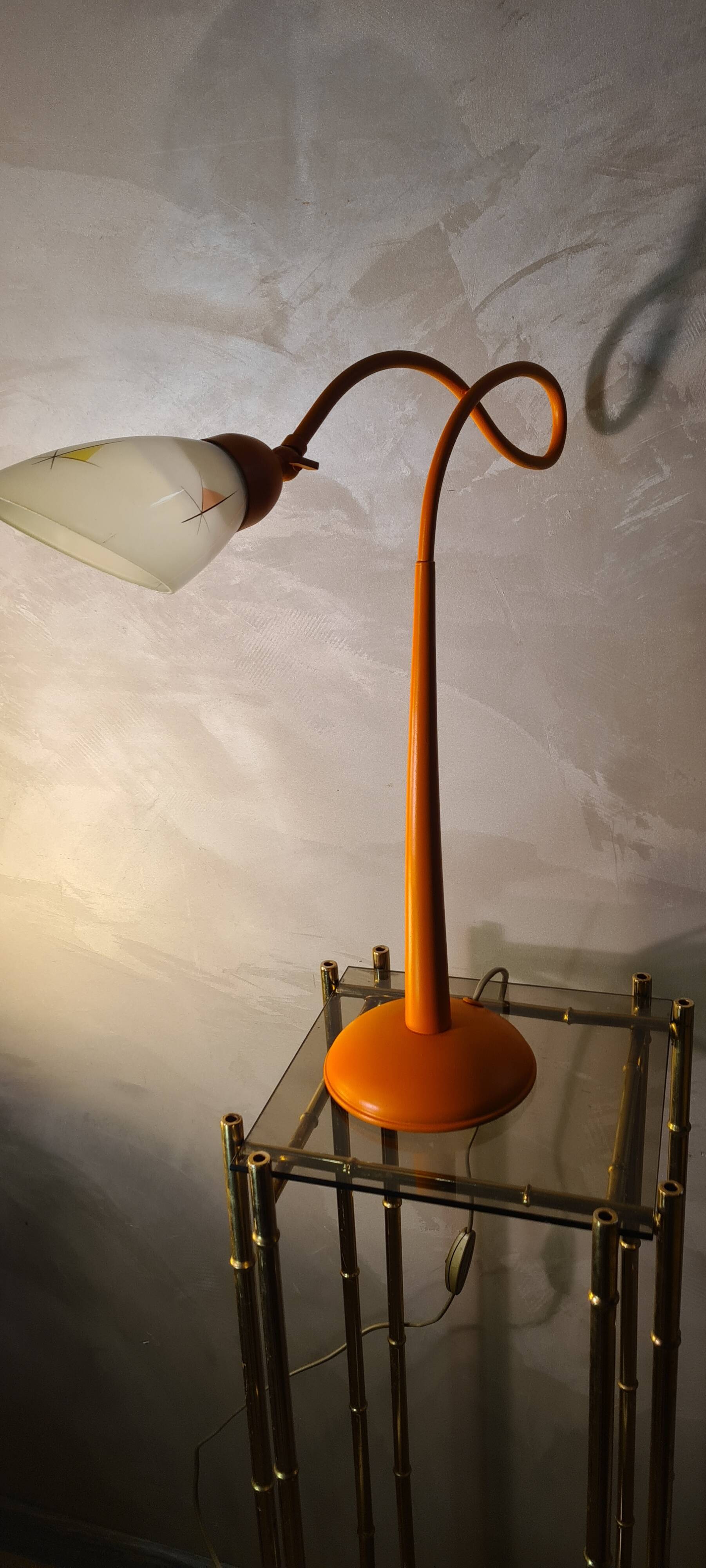 Orange painted steel lamp