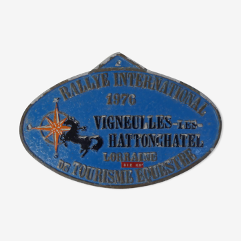 Ancienne plaque de concours hippique équestre rallye lorraine 1976