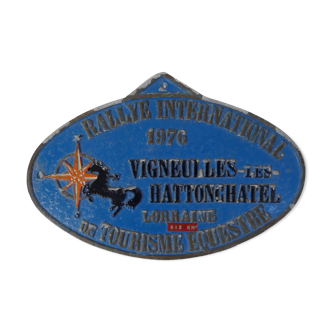 Ancienne plaque de concours hippique équestre rallye lorraine 1976