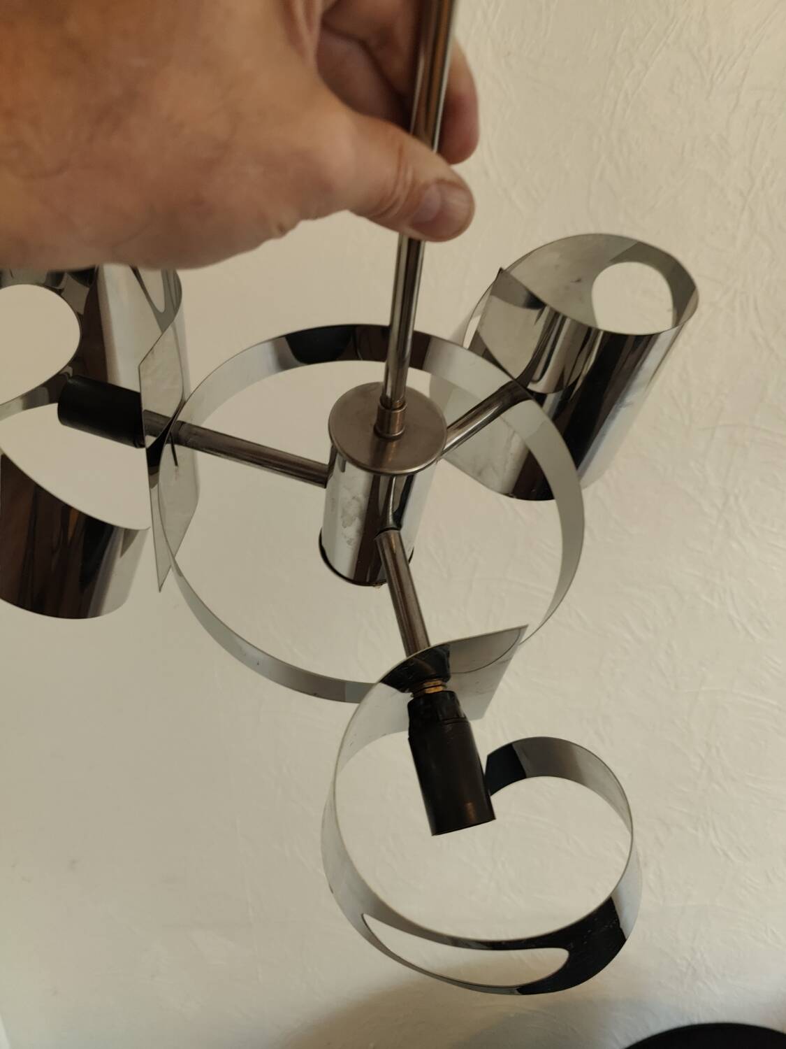 Space age chrome design chandelier suspension