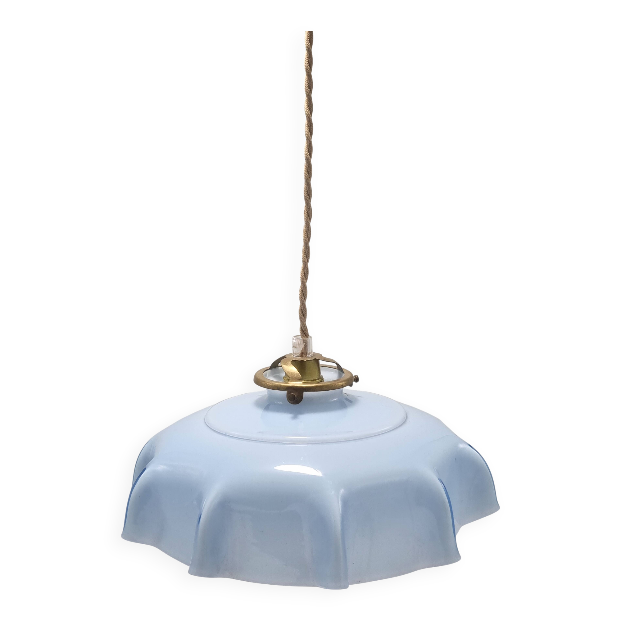Blue opaline glass pendant light