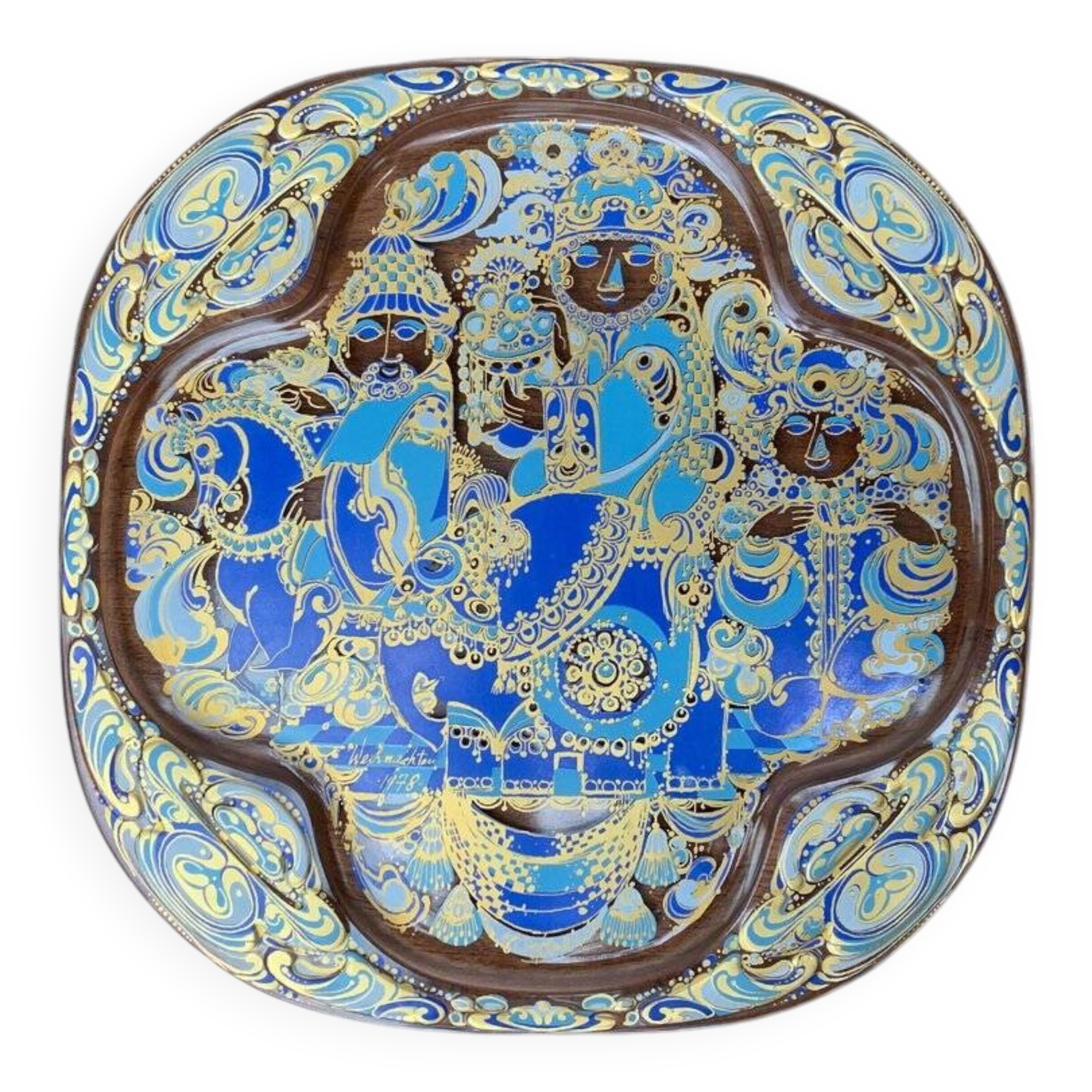 Limited edition German vintage Christmas wall plate by Bjørn Wiinblad for Rosenthal, 1978