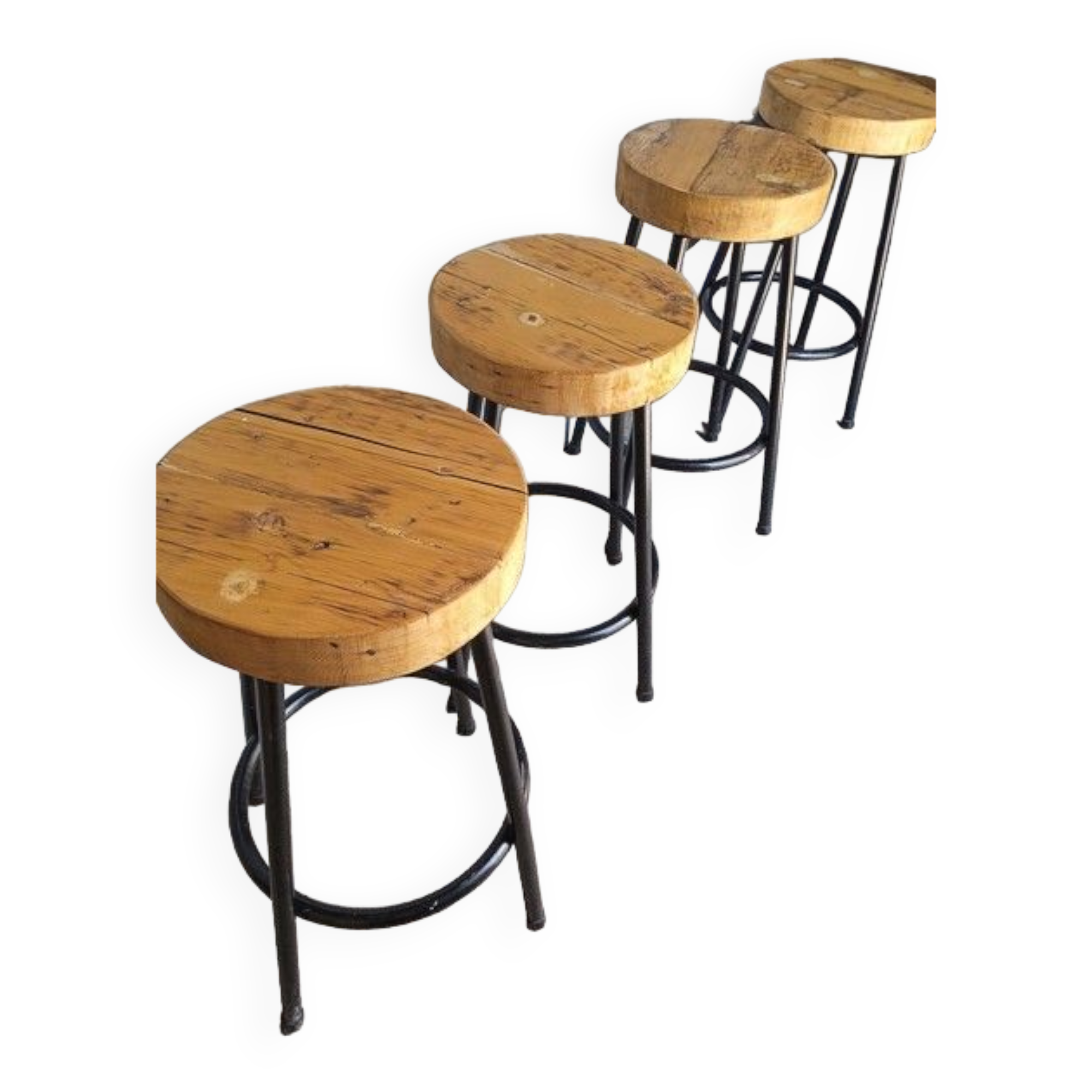 Lot 4 high bar stools wood and metal