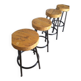 Lot 4 high bar stools wood and metal