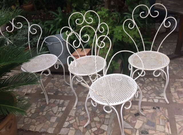 2 armchairs & 2 chairs, wrought iron1950