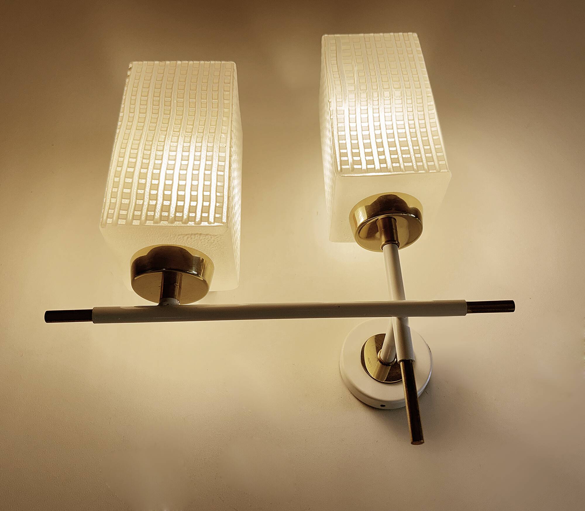 Pair of vintage architectural wall lights, 1960s