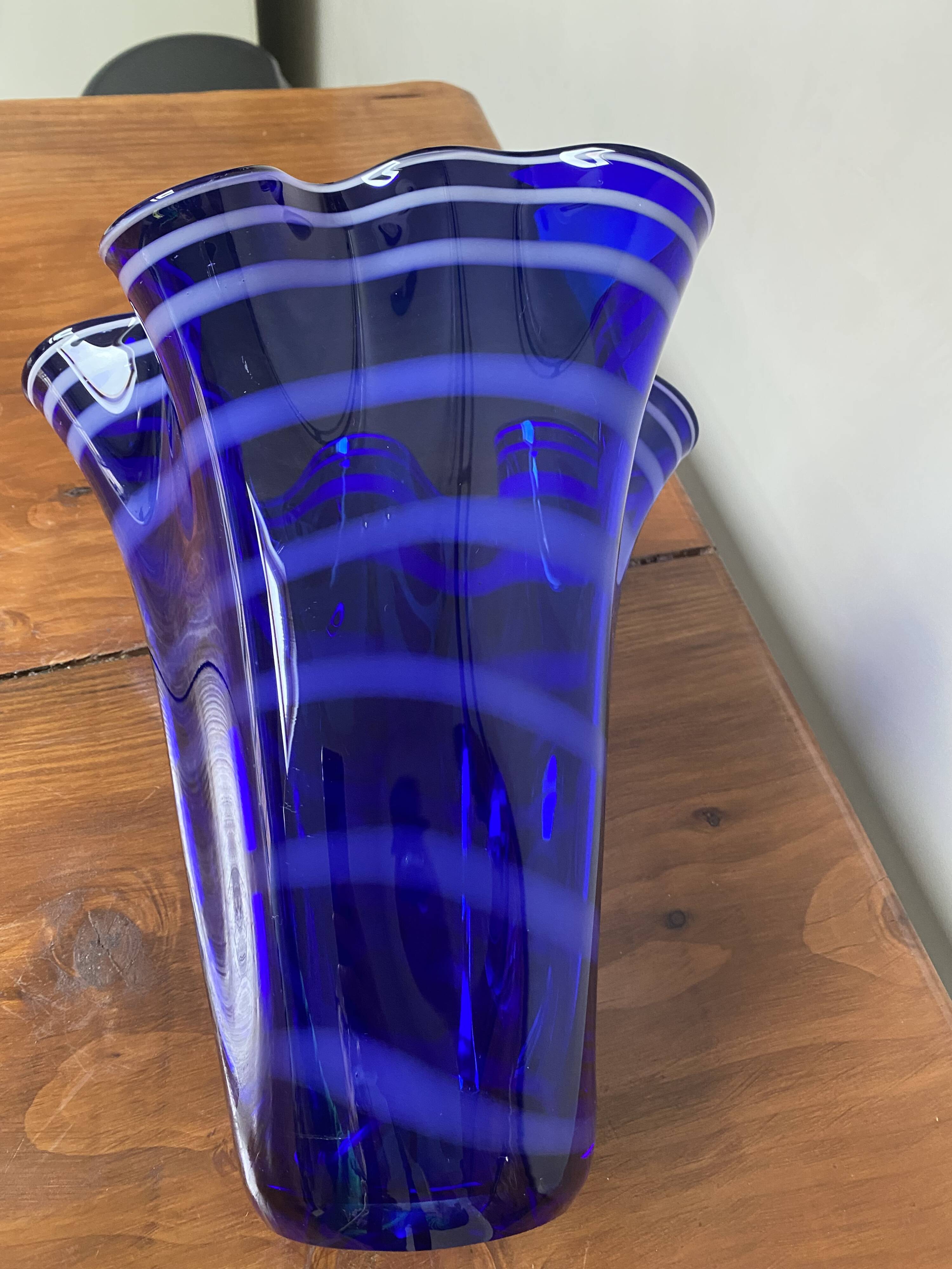 cobalt blue handkerchief vase