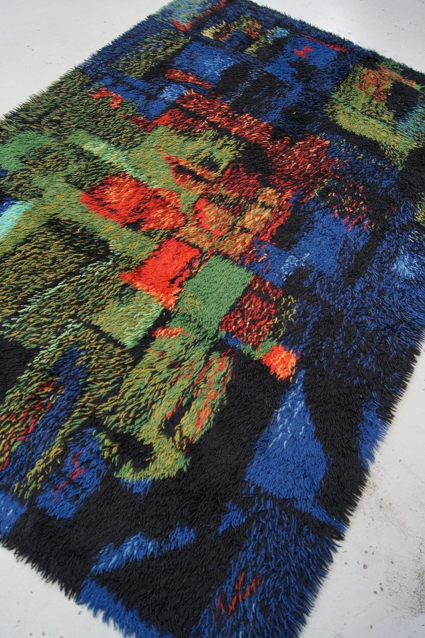 Abstract high pile rya rug from Gilde Muster, 1970