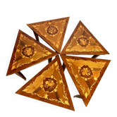 Italian Marquetry Five Piece Triangle Table