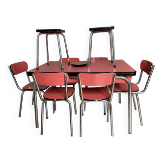 Formica table and chair set with JPP Peugeot logo