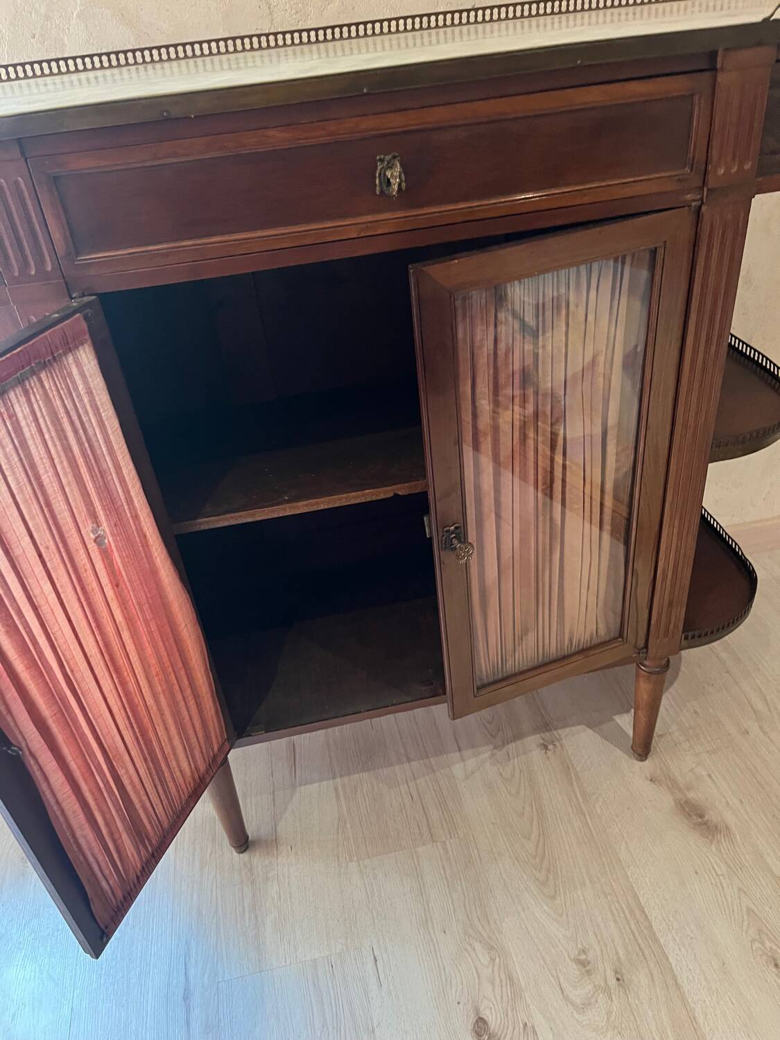 Antique marble and wood sideboard