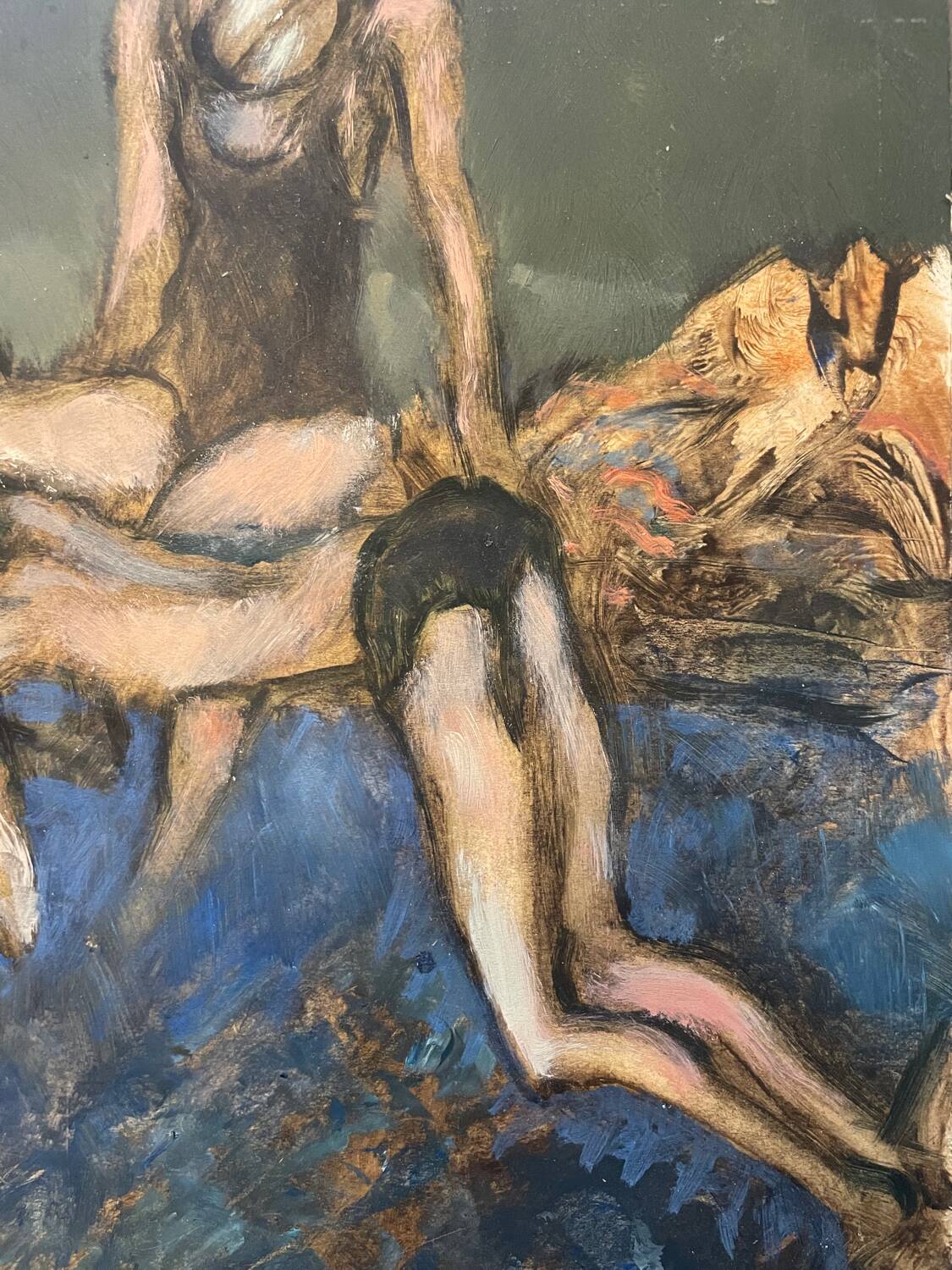 Painting of people at the swimming pool 20th century