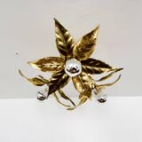 Large Floral Hollywood Regency Flush Lamp by Willy Daro for Massive