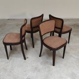 Lot de 4 chaises Thonet art déco 1930, tissu et noyer