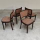 Set of 4 Thonet Art Deco chairs, 1930s, fabric and walnut