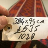 Afghan narrow Kilim Runner 384x94 cm, shabby chic, vintage decor kelim rug