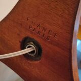 Modernist art deco lamp 1950 wood and brass signed France Paris