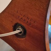 Modernist art deco lamp 1950 wood and brass signed France Paris