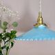 Suspension abat-jour vintage en opaline bleue