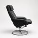 IKEA Leather Swivel Armchair with Footstool — Adjustable Scandinavian Loung