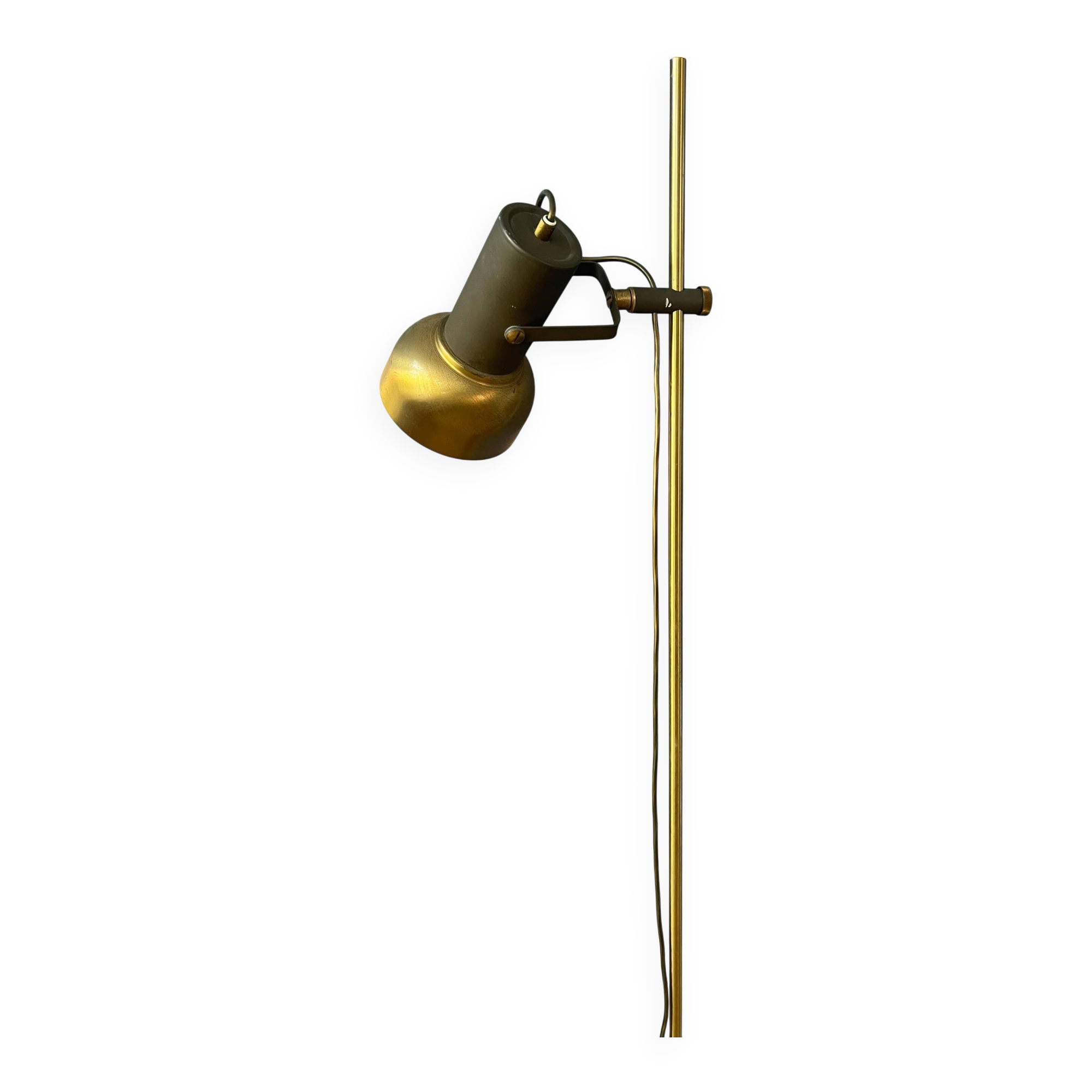 Lampadaire vintage en laiton avec spot orientable