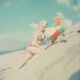 Color silver photo print on rc pin up woman beach paper 1960 40x40cm