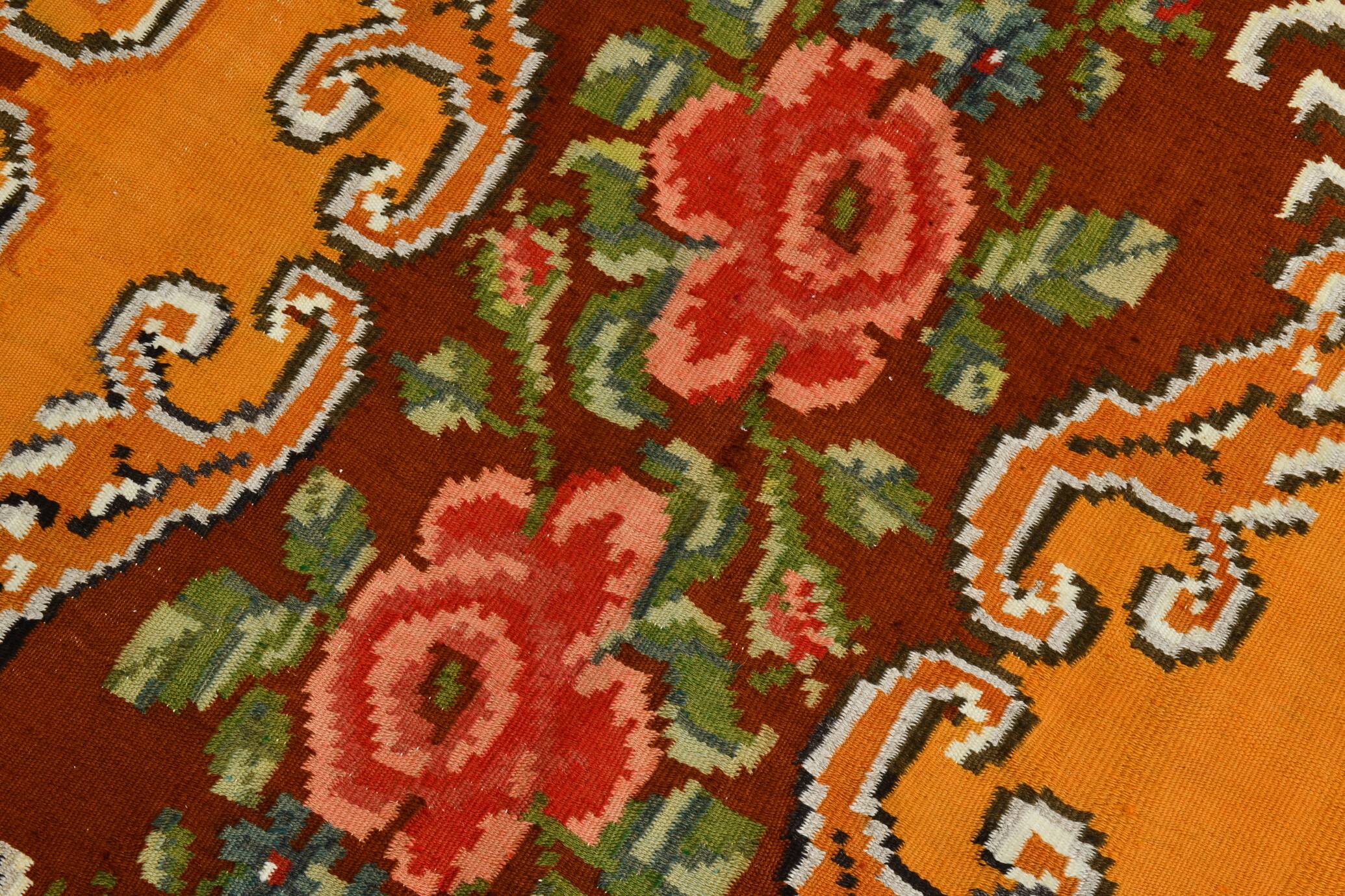 Wine Red & Orange Classic Vintage Kilim Rug, 171x289Cm