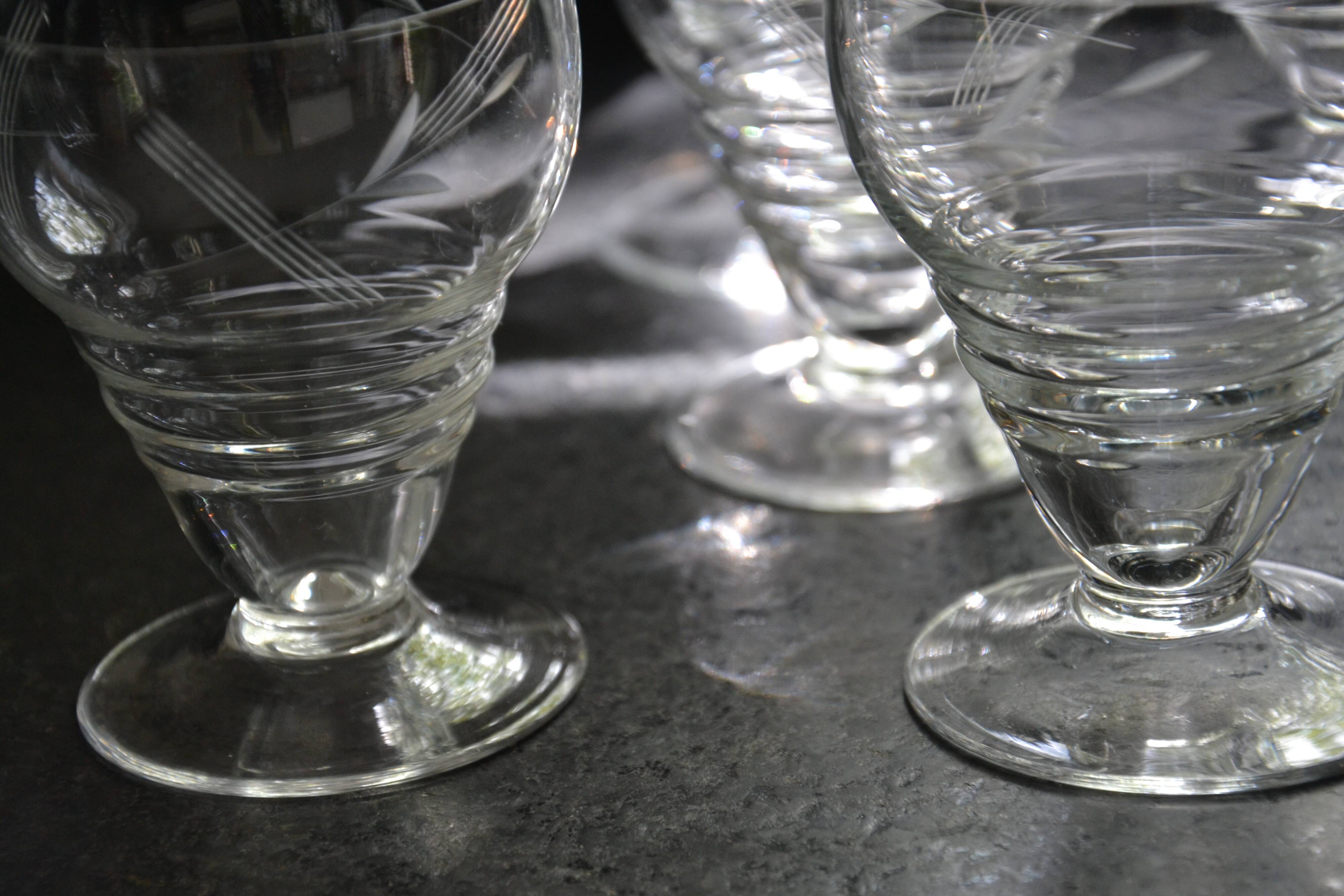 6 old champagne glasses