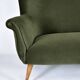 Vintage 1960s olive green velvet canapé – faithful replica, entirely