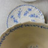 Lot of porcelain cups and under cups, twisted decoration, from Sarreguemines