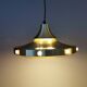 Danish Hanging lamp from the 80s in gold-coloured aluminium with hard-pressed plastic bottom grid an