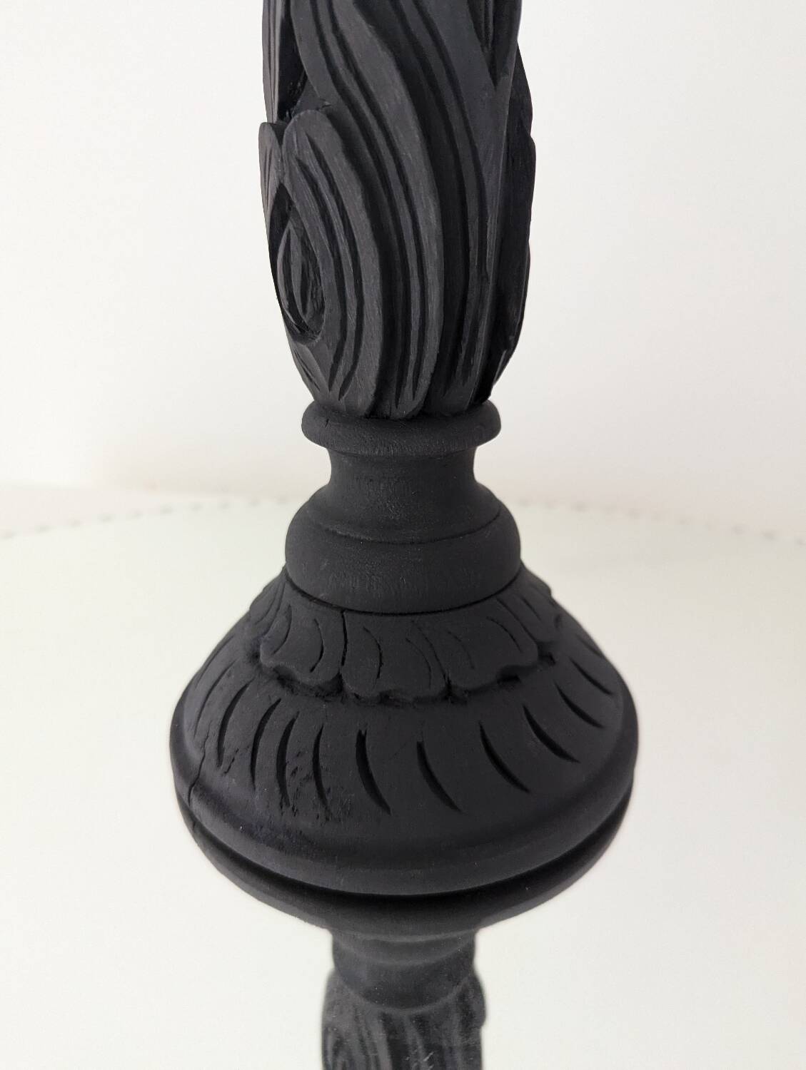 Black wood and brass candle holder