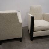 2 fauteuils Art Déco en laque noire