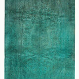Blue overdyed oriental vintage carpet handmade wool area rug- 151x208cm