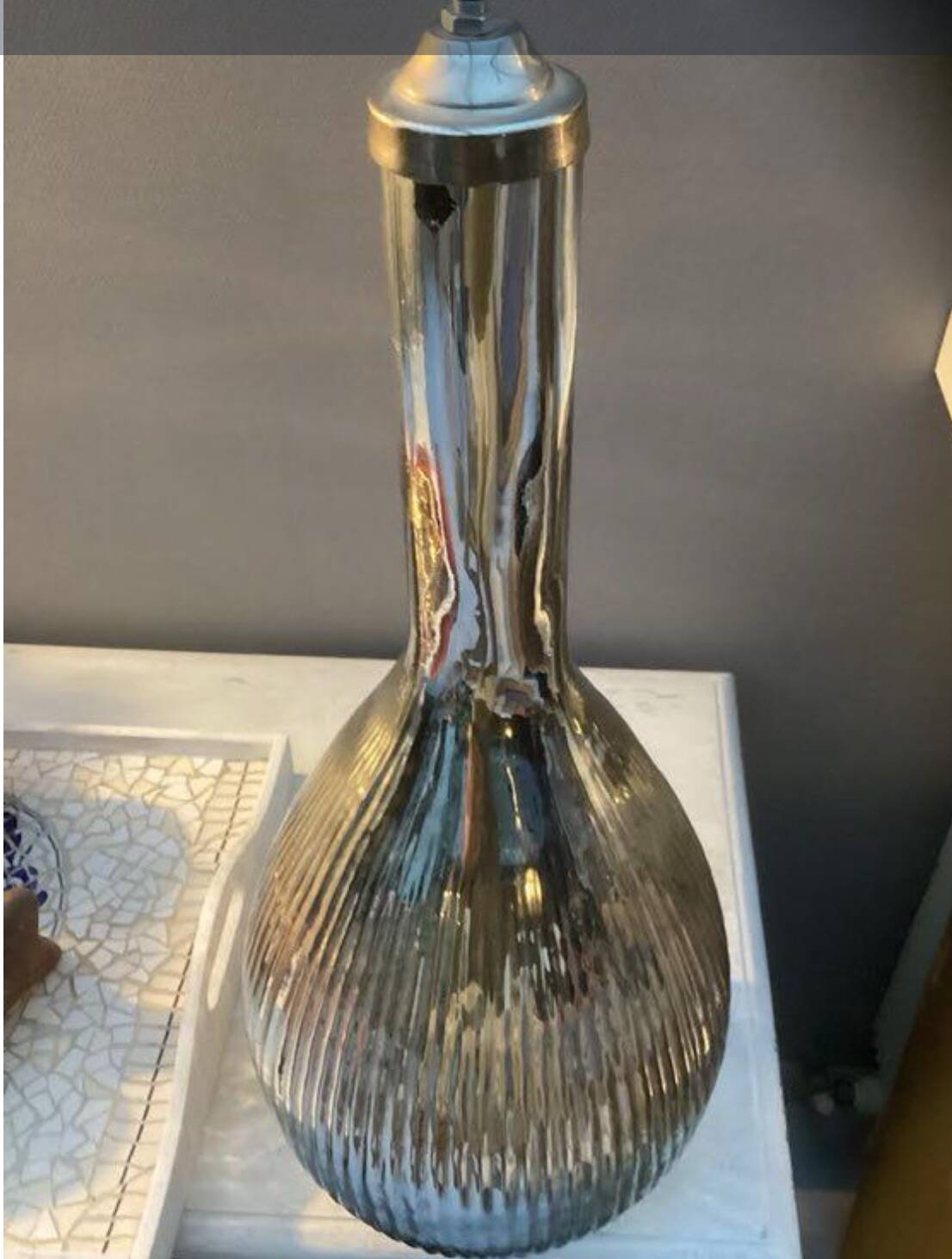 Silver glass lamp base