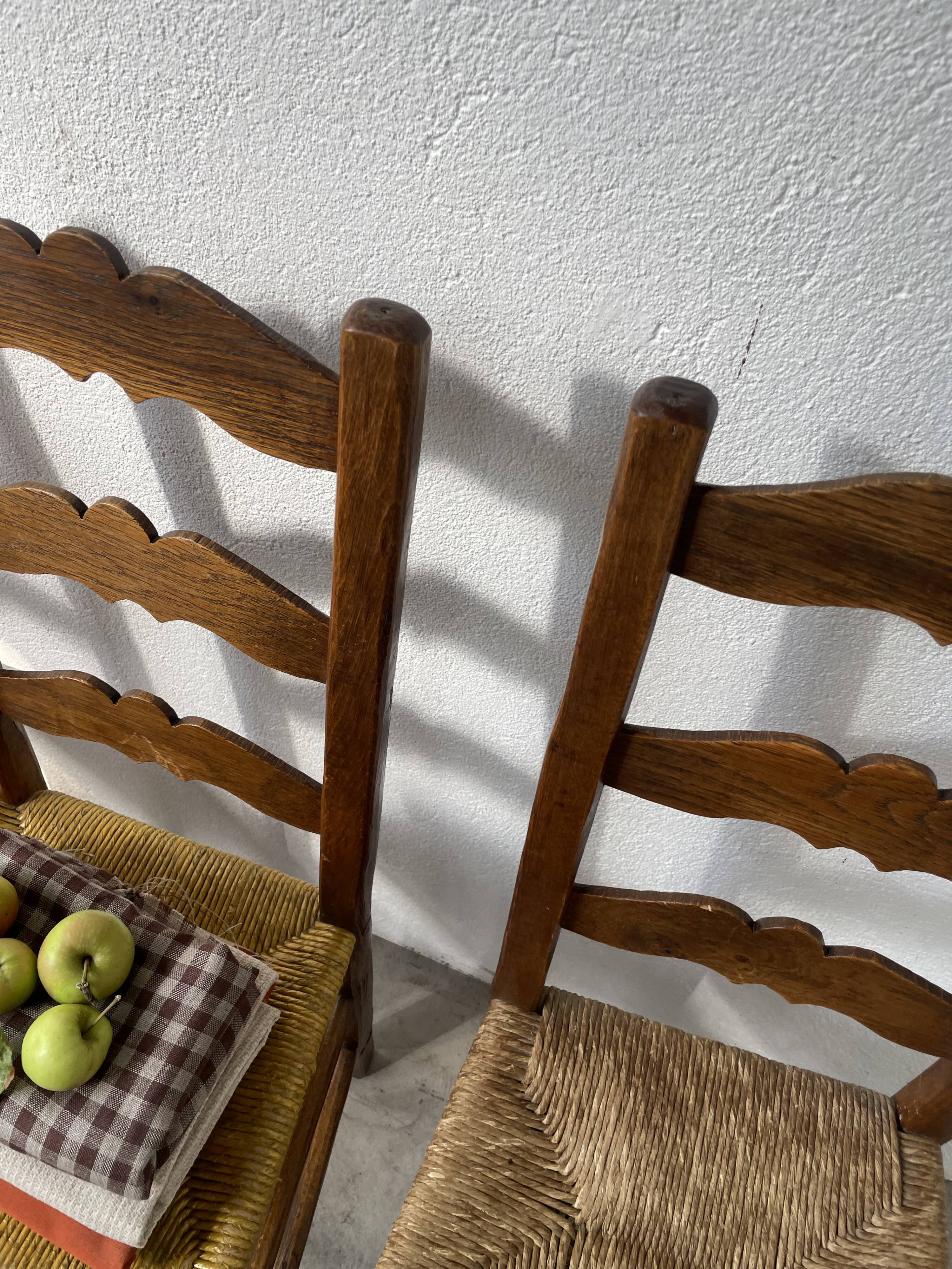 Rustic handcrafted oak chairs 1900