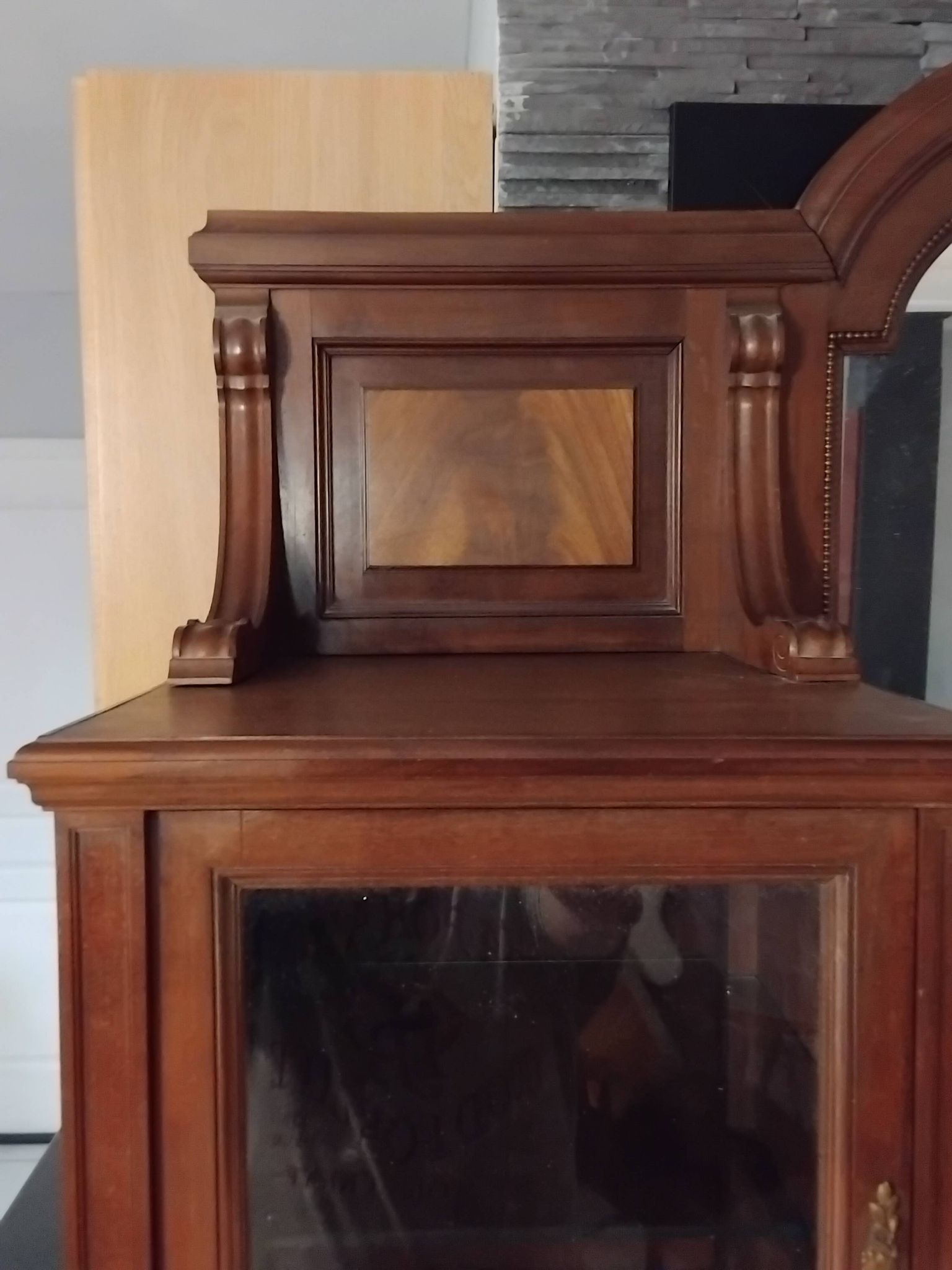 Ancien grand meuble cabinet louix xvi vitrine miroir