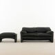 Canapé 2 places & pouf maralunga de Vico Magistretti, Cassina