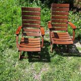 Pair of sodibois folding armchairs