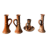 Set of vintage terracotta candle holders