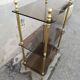 Shelf vintage brass 3 trays smoked glass