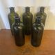 Série 5 bouteilles anciennes carapelli verre fumé strié vintage