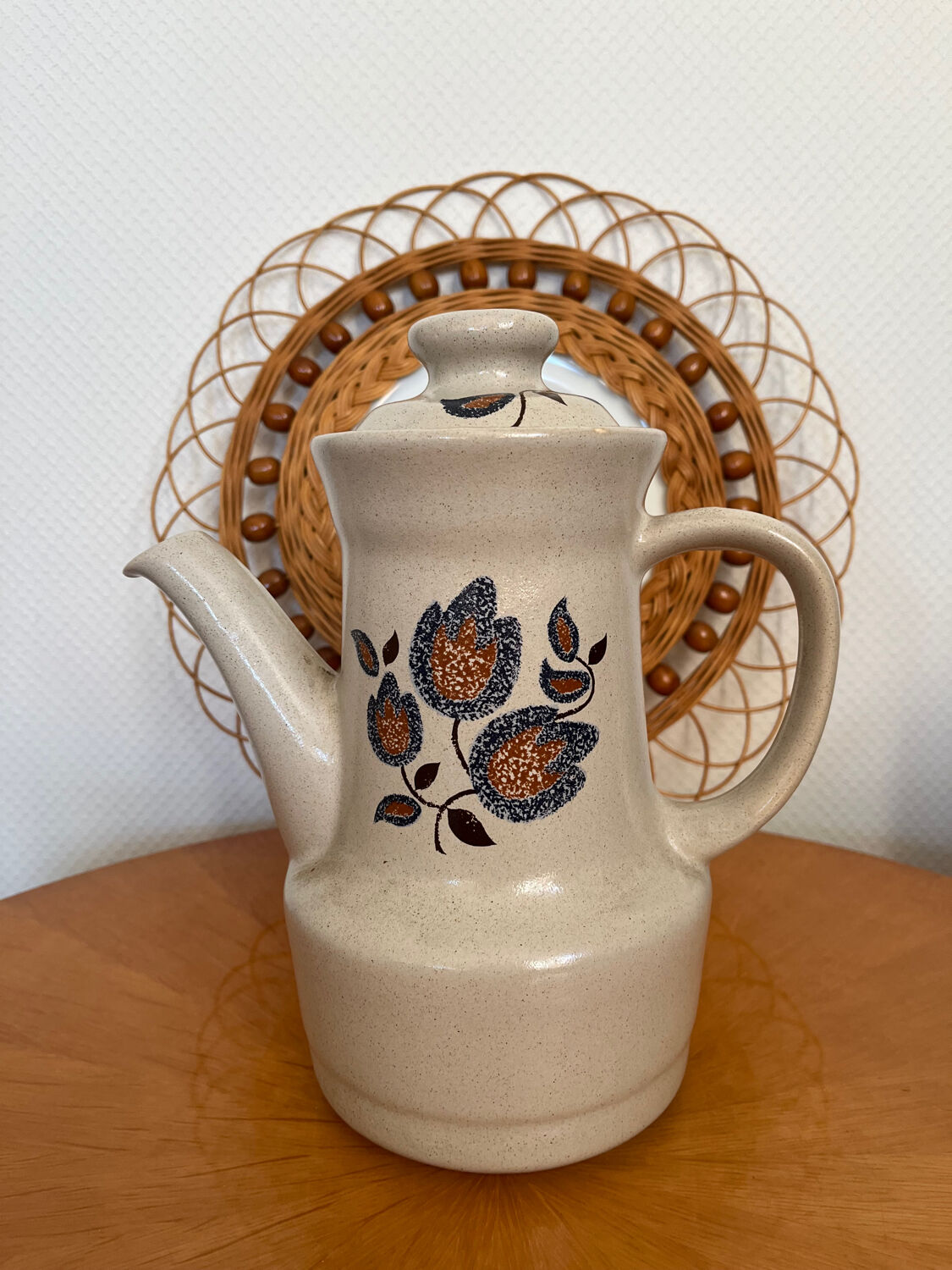 Saint Amand enameled stoneware coffee maker, Sologne decor