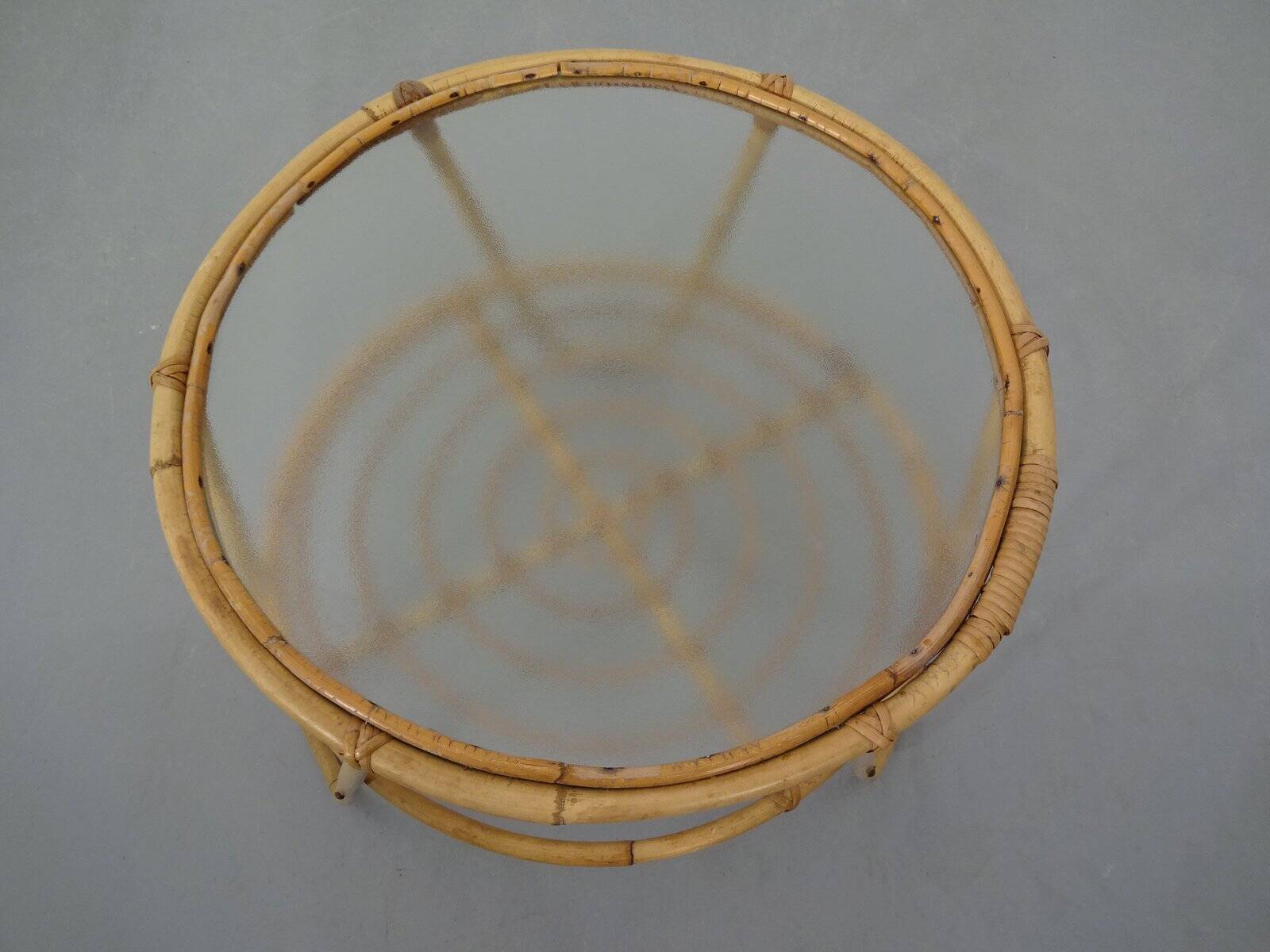 Italian Bamboo & Glass Coffee Table, 1950s