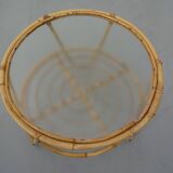 Italian Bamboo & Glass Coffee Table, 1950s