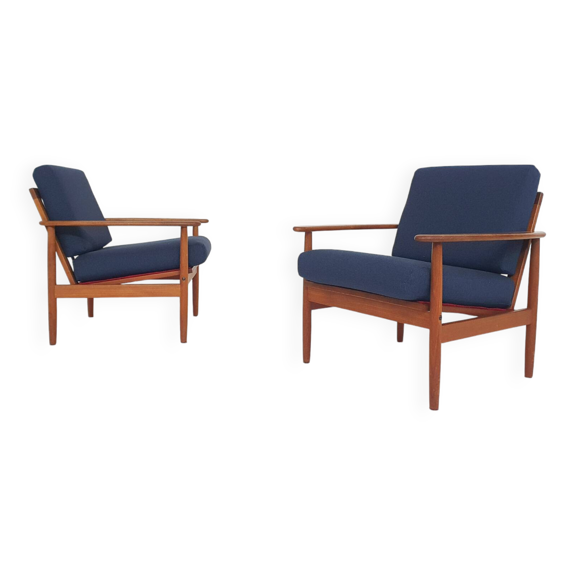 Set of two Scandinavian modern lounge chairs, Denmark, 1960's