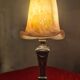 nickel lamp 1900 chiseled, glass paste eggshell and fuchsia 40x9 magnificent