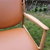 2 "The French Chair" seats by designer Finn Juhl and 1 matching footrest.