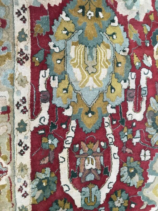 Large carpet old Agra French Janus point made Lily hand 250 X 350 CM